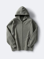 Weißer, unifarbener Reißverschluss-Hoodie aus Baumwolle – Herren