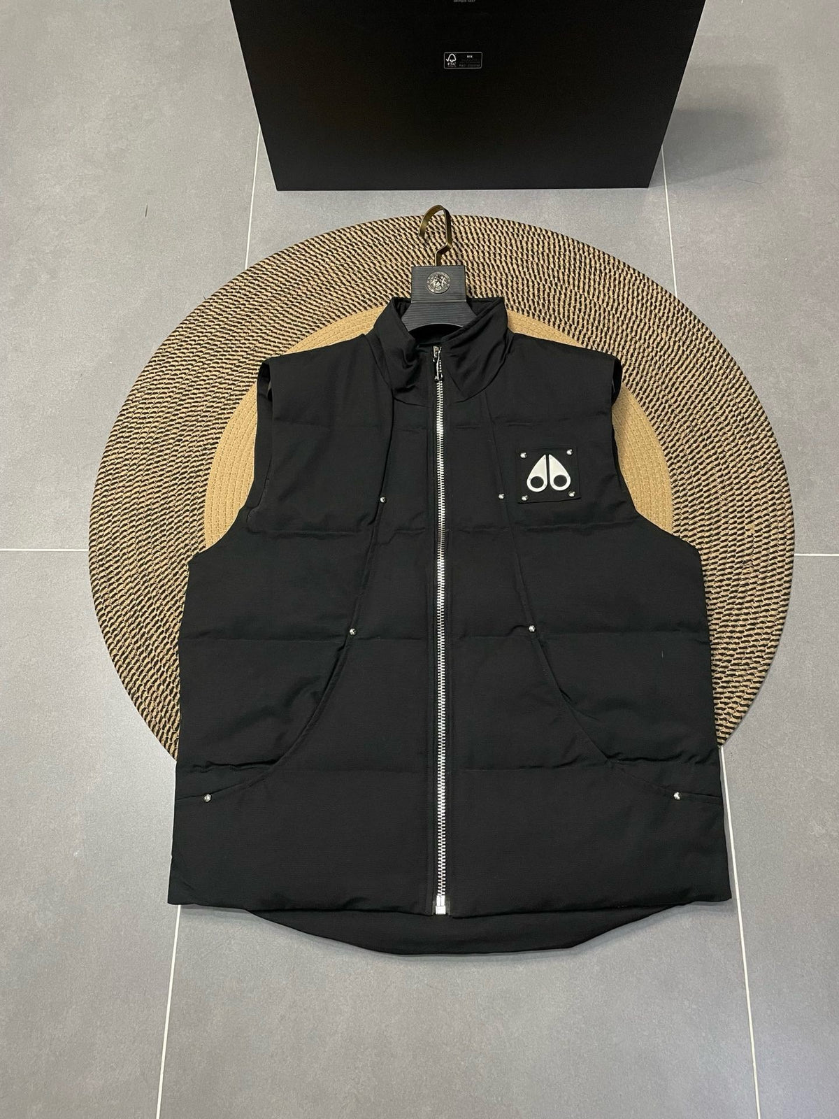 Schwarzes Nylon-Gilet mit Logo – Herren