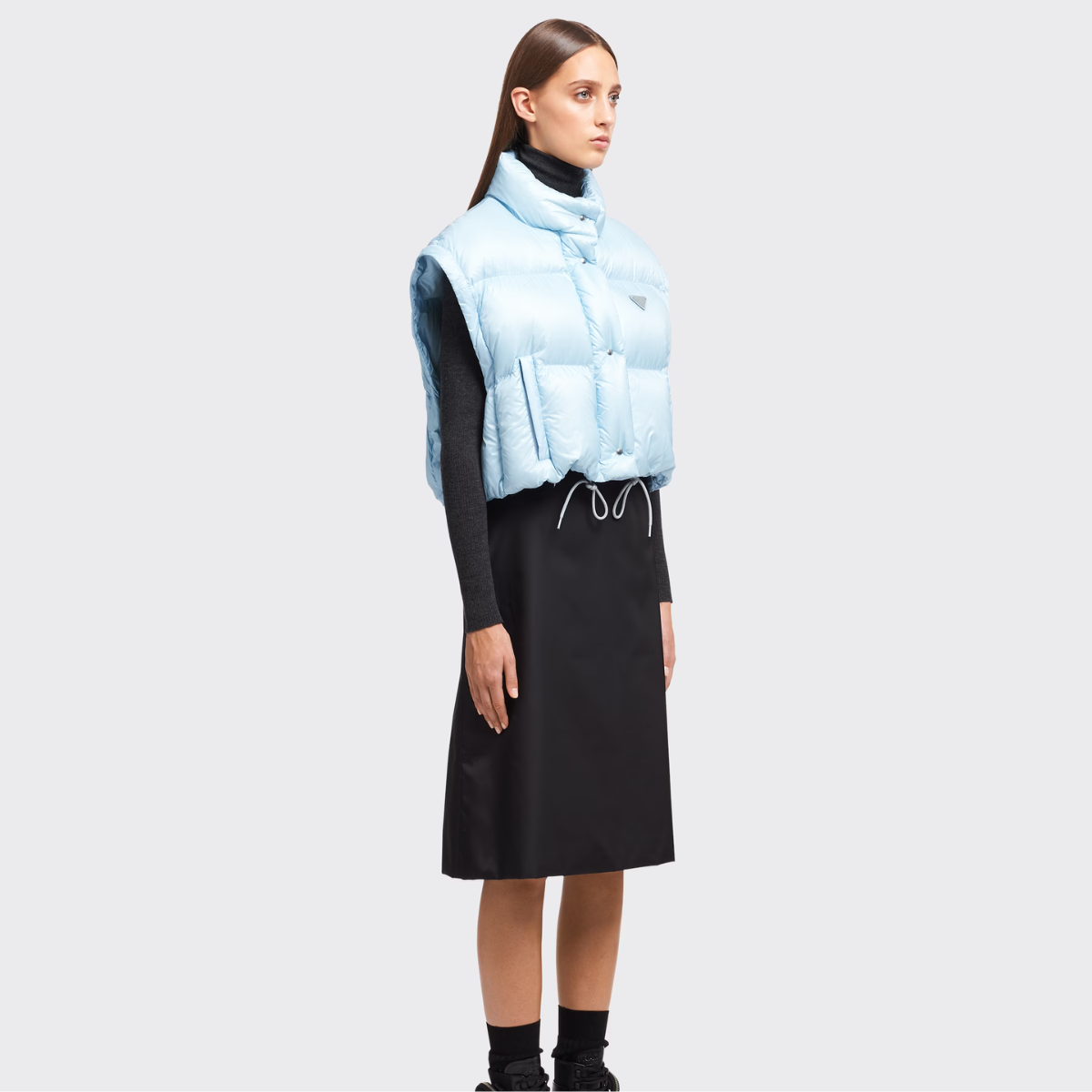Re-Nylon cropped convertible down jacket – made of Re-Nylon, the innovative and iconic regenerated nylon fabric produced – LUX VERSE Luxury Designer Fashion Outlet