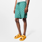 Printed Nylon Swimshorts – regular Fit Damier Monogram allover print Drawstring elasticated waist Two side – LUX VERSE Luxury Designer Fashion Outlet