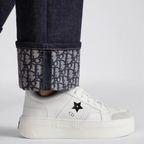 Star Platform Sneaker – crafted in white calfskin, the upper is accented by a tonal suede calfskin panel on – LUX VERSE Luxury Designer Fashion Outlet
