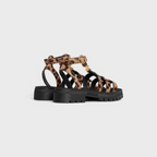 CLEA TRIOMPHE GLADIATOR SANDAL in LEOPARD PRINTED HAIRY CALFSKIN – oF THE OUTSOLEDEBOSSED UNDER THE OUTSOLEADJUSTABLE BUCKLELEATHER INSOLE – LUX VERSE Luxury Designer Fashion Outlet