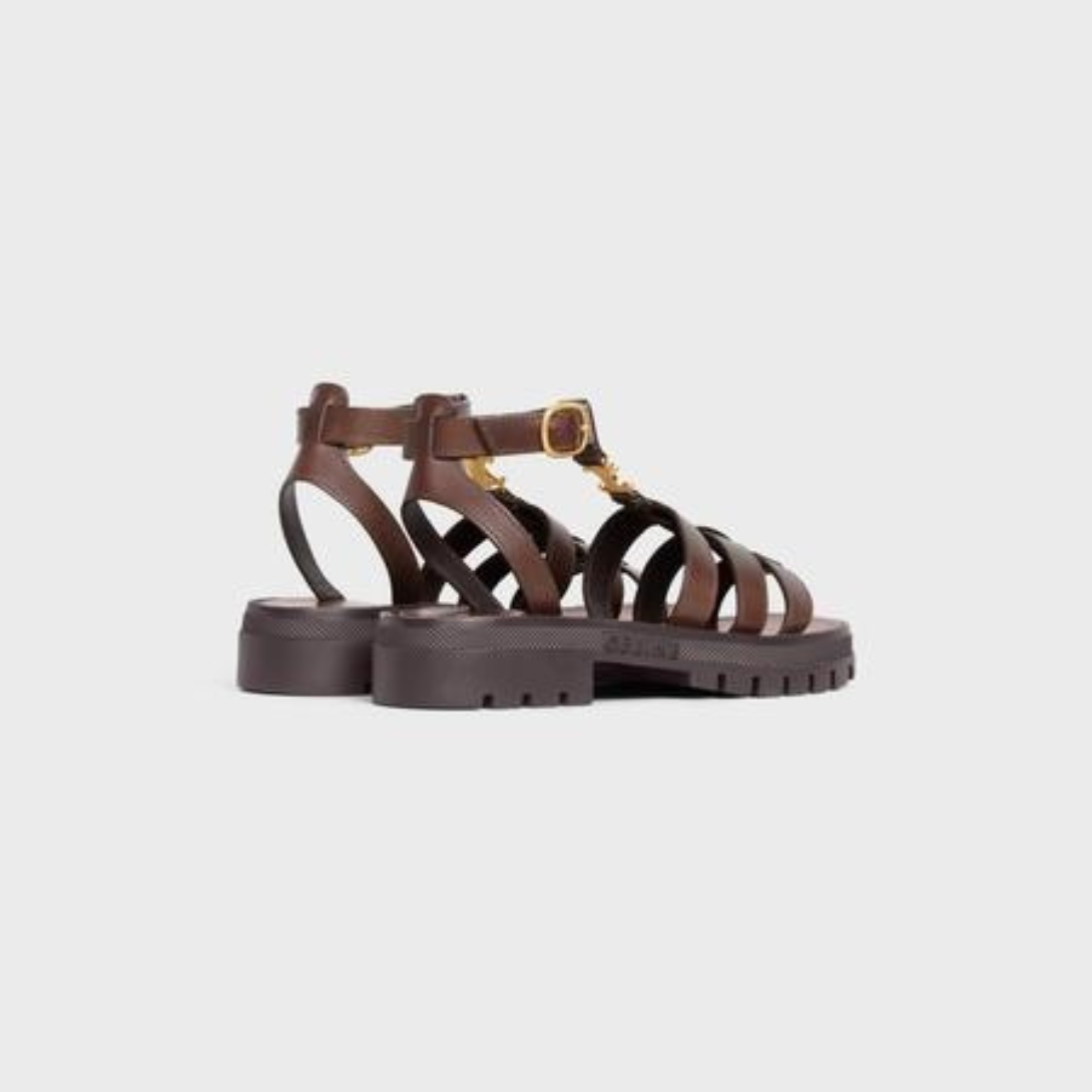 CLEA TRIOMPHE GLADIATOR SANDAL in CALFSKIN - VEGETAL TANNING – oF THE OUTSOLEDEBOSSED UNDER THE OUTSOLEADJUSTABLE BUCKLELEATHER INSOLE – LUX VERSE Luxury Designer Fashion Outlet