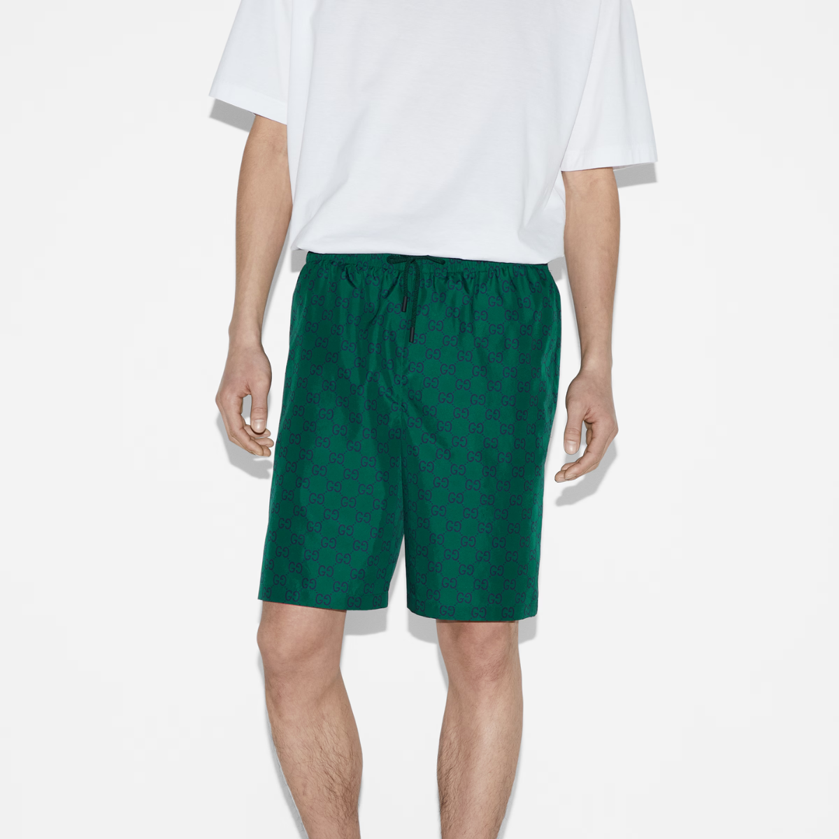 GG print nylon swim short – these straight cut shorts are presented in GG print nylon, bringing a fresh twist to – LUX VERSE Luxury Designer Fashion Outlet