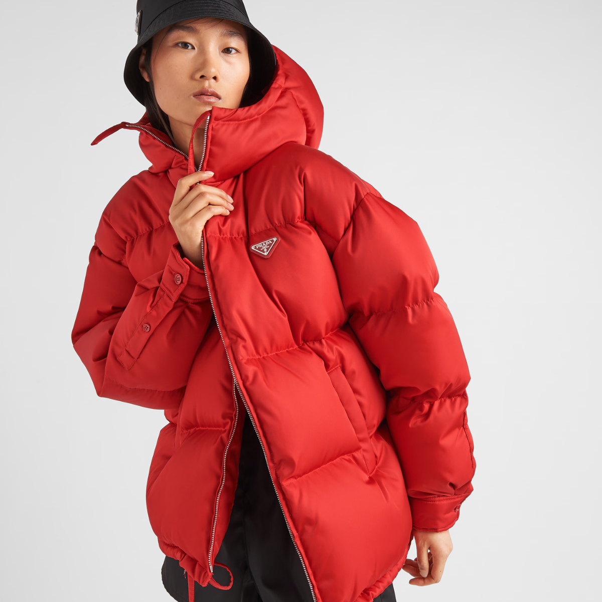 Re-Nylon hooded down jacket – this hooded down jacket with a contemporary design and oversized silhouette is made – LUX VERSE Luxury Designer Fashion Outlet