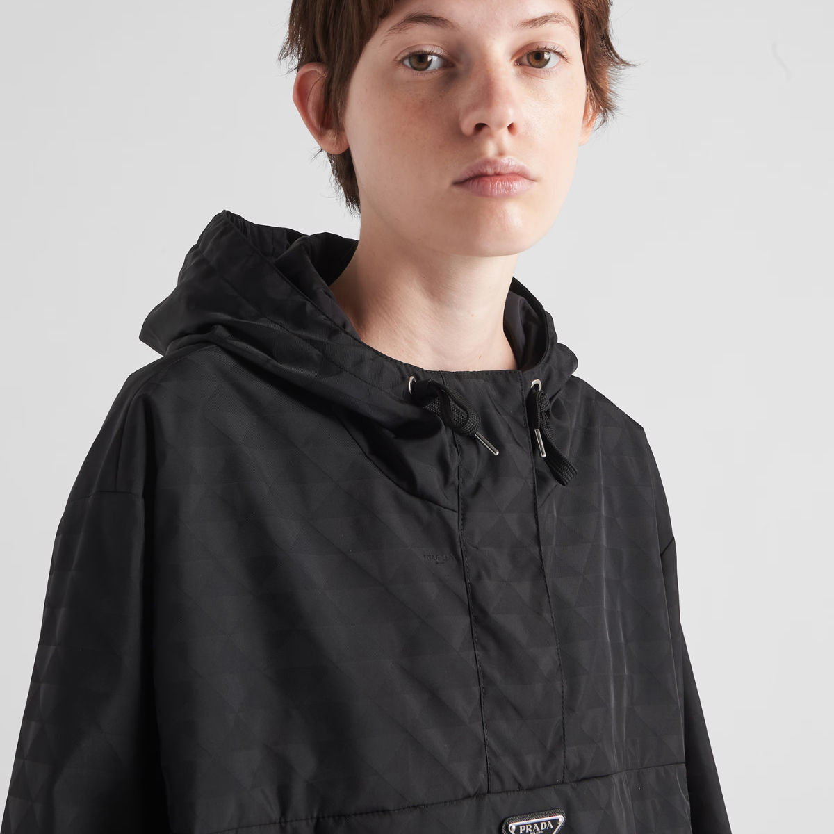 Printed Re-Nylon blouson jacket – first introduced on trunks designed by Mario, the triangle expresses uniqueness – LUX VERSE Luxury Designer Fashion Outlet