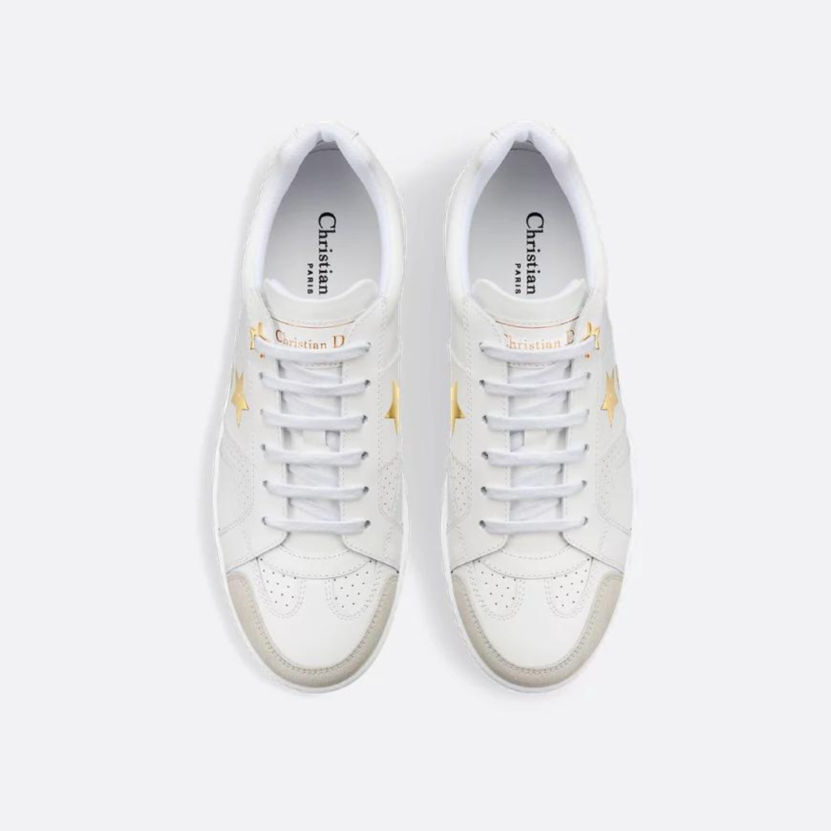 Star Sneaker Calfskin Suede – crafted in white calfskin, it is embellished with a tonal suede insert on the front – LUX VERSE Luxury Designer Fashion Outlet