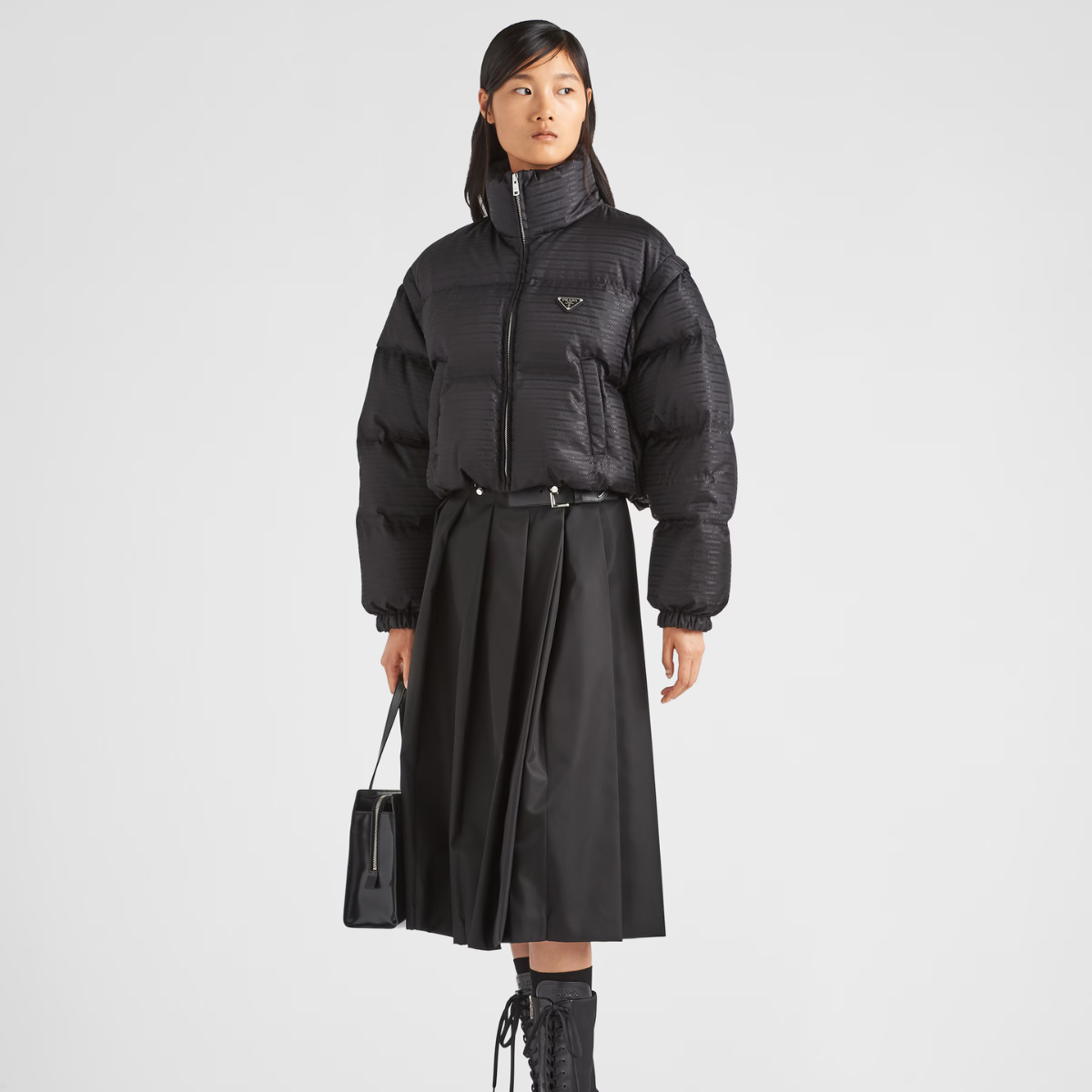 Re-Nylon cropped hooded down jacket – stay warm and eco-friendly with this Re-Nylon jacket – LUX VERSE Luxury Designer Fashion Outlet