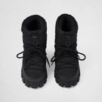 Re-Nylon gabardine après-ski boots – leather lining Lettering logo on the tongue Enameled metal triangle logo Polyester – LUX VERSE Luxury Designer Fashion Outlet