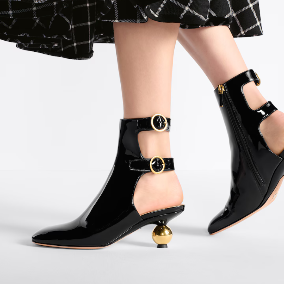D-Idole Heeled Ankle Boot – the 6-cm (2.5) gold-finish spherical heel, inspired by the House's haute couture – LUX VERSE Luxury Designer Fashion Outlet