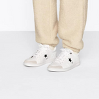 Star Sneaker – crafted in white calfskin, it is embellished with a tonal suede insert on the front – LUX VERSE Luxury Designer Fashion Outlet