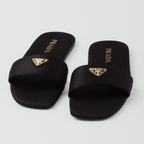 Satin slides – these flat slides have a sleek design enriched by the sophisticated satin finish – LUX VERSE Luxury Designer Fashion Outlet
