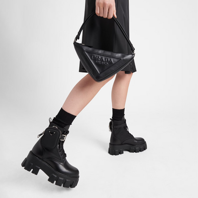 Monolith leather and Re-Nylon boots with pouch - LUX VERSE - Luxury designer fashion outlet
