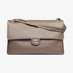 Maxi Flap Bag – material: Grained Calfskin & Silver-Tone Metal – LUX VERSE Luxury Designer Fashion Outlet