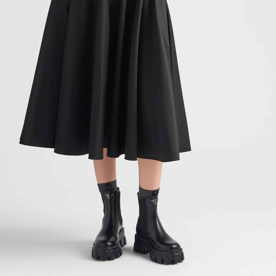 Monolith brushed leather booties – the modernist maxi-sole with a unique and monolithic design is combined with – LUX VERSE Luxury Designer Fashion Outlet
