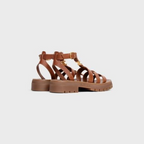 CLEA TRIOMPHE GLADIATOR SANDAL in CALFSKIN - VEGETAL TANNING – heelTRIOMPHE METAL PIECEEMBOSSED ON THE EXTERNAL SIDE OF THE OUTSOLEDEBOSSED – LUX VERSE Luxury Designer Fashion Outlet
