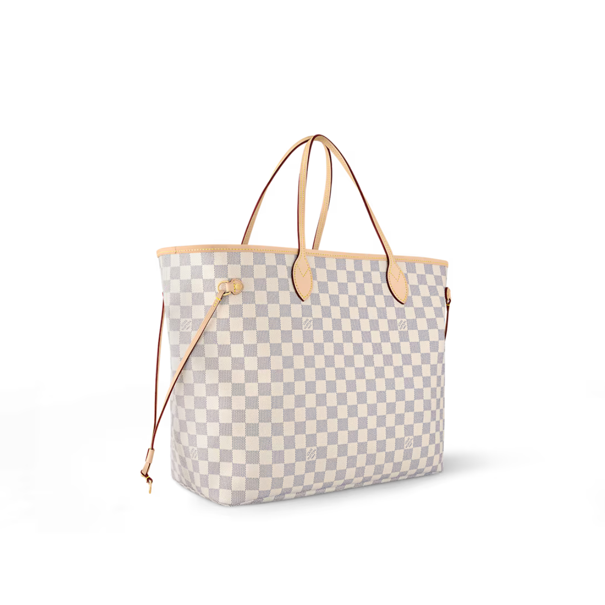 Neverfull GM Rose Ballerine – crafted from fresh Damier Azur canvas with natural cowhide trim, it is ultra-roomy – LUX VERSE Luxury Designer Fashion Outlet