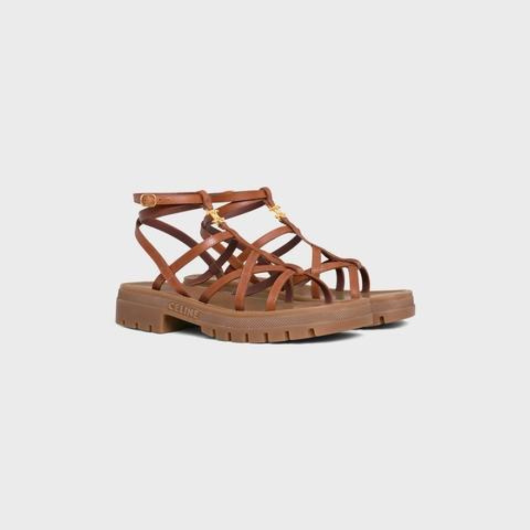 CLEA TRIOMPHE STRAPPY SANDAL in CALFSKIN - VEGETAL TANNING – eXTERNAL SIDE OF THE OUTSOLEDEBOSSED UNDER THE OUTSOLEADJUSTABLE BUCKLE – LUX VERSE Luxury Designer Fashion Outlet