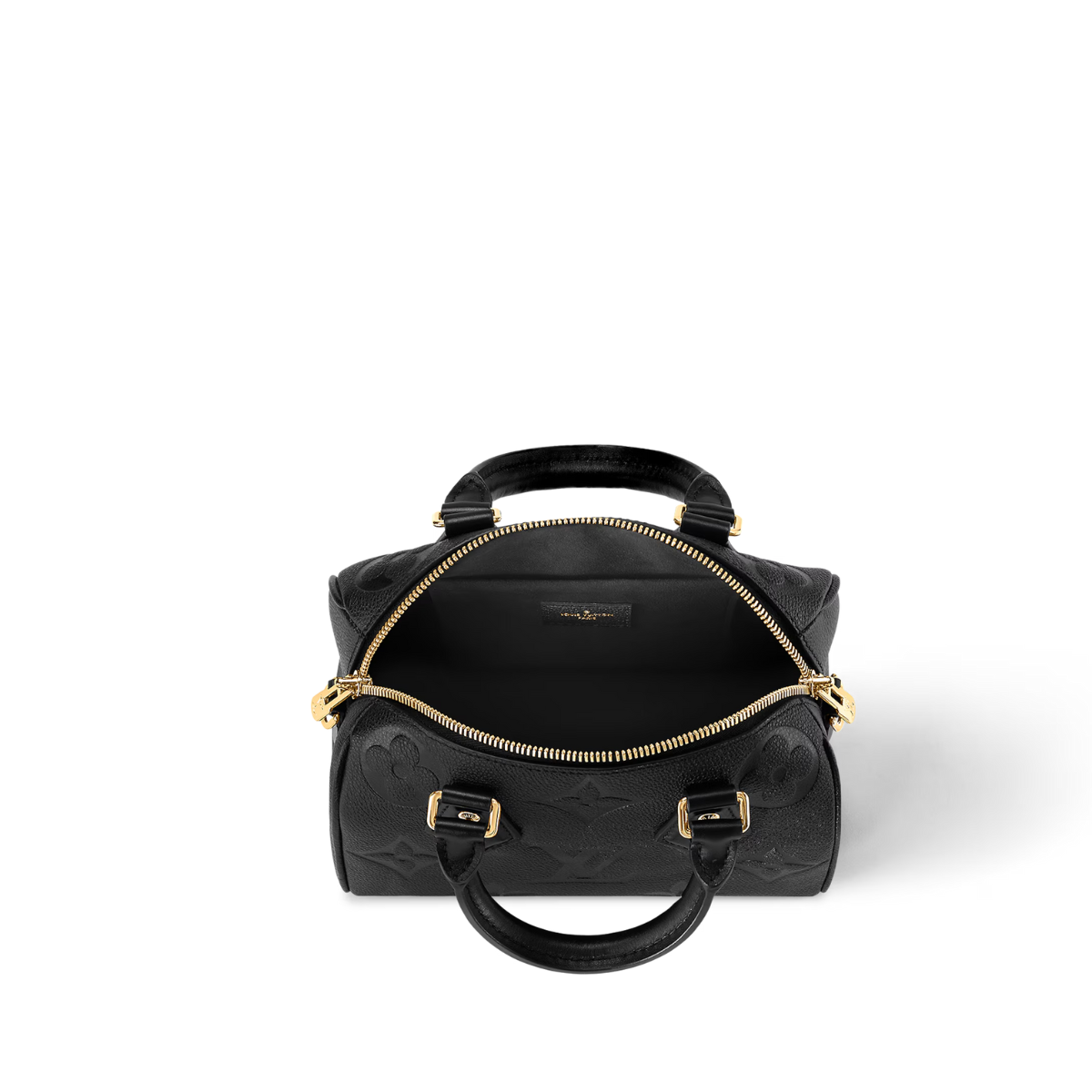 Speedy Bandoulière 20 Black – the hardware and padlock are a golden color – LUX VERSE Luxury Designer Fashion Outlet