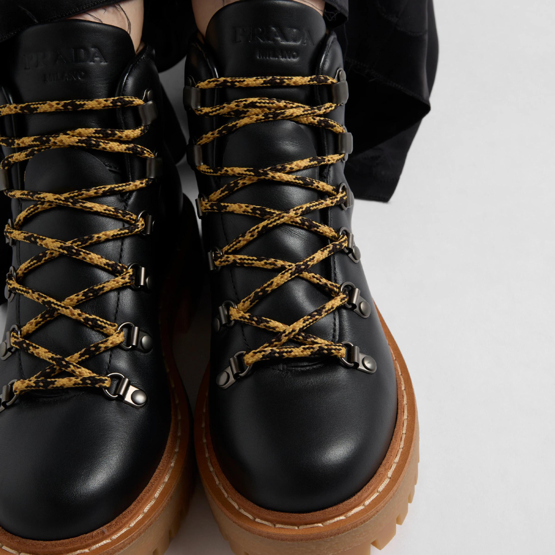 Leather laced booties – these leather booties reinterpret classic hiking boots with contemporary details – LUX VERSE Luxury Designer Fashion Outlet