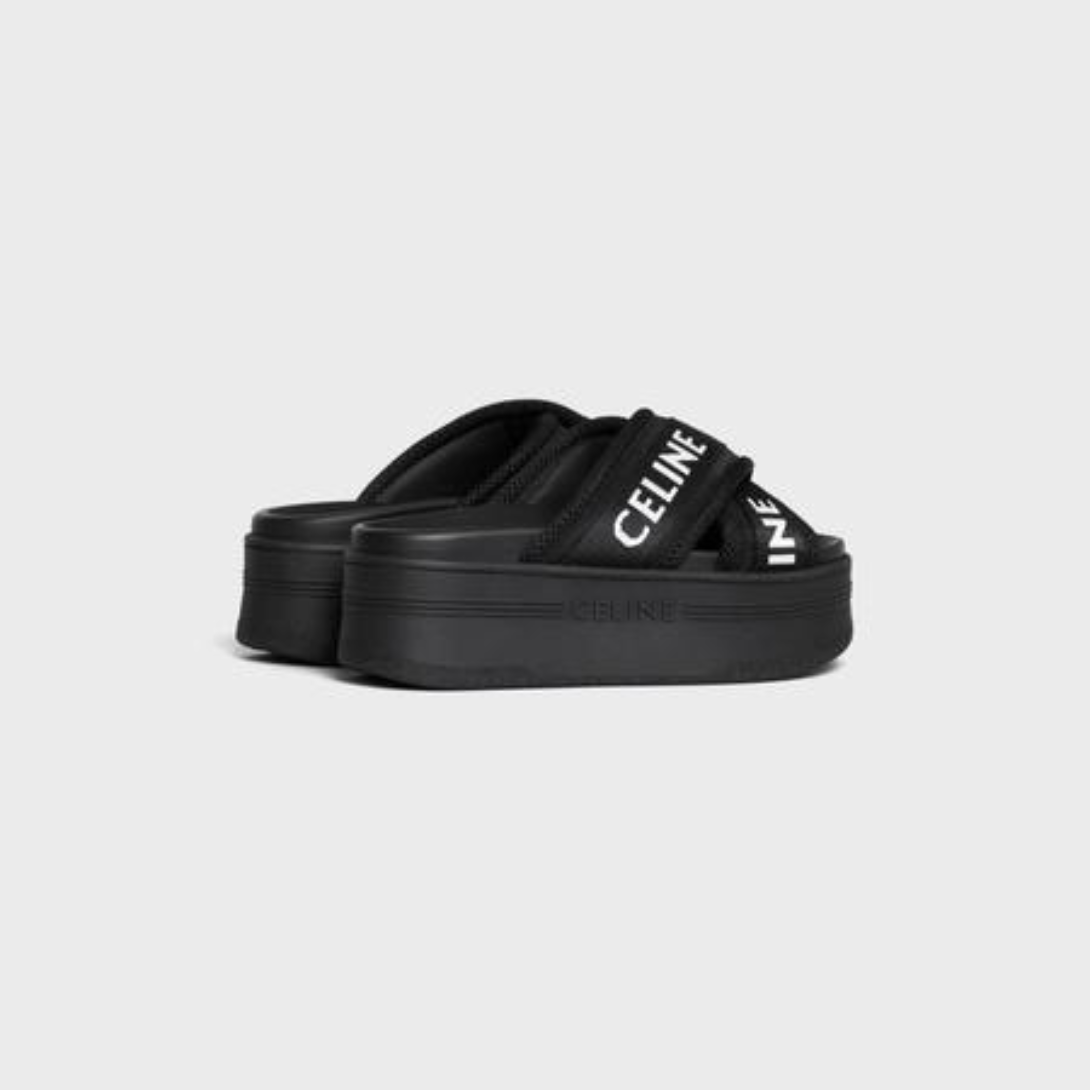 BLOCK SLIDE in MESH & TEXTILE – 100% TEXTILE100% Calfskin Lining2 IN (50 MM) heelROUND TOE SHAPEMESH – LUX VERSE Luxury Designer Fashion Outlet