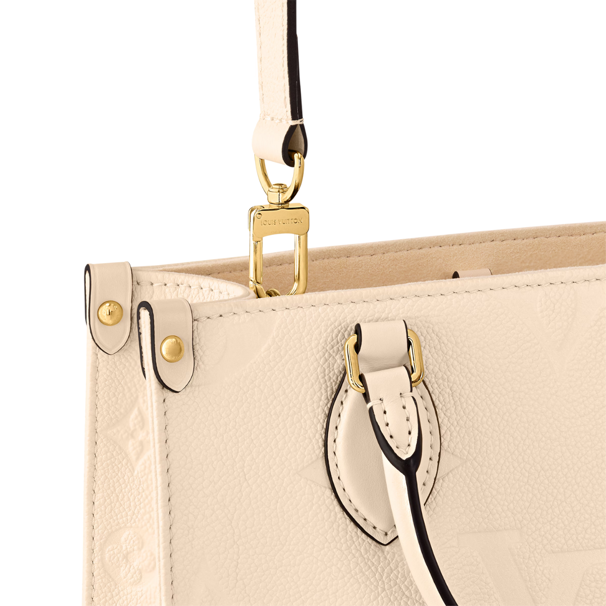 OnTheGo PM Crème Beige – it can hold smaller essentials like a mini tablet – LUX VERSE Luxury Designer Fashion Outlet