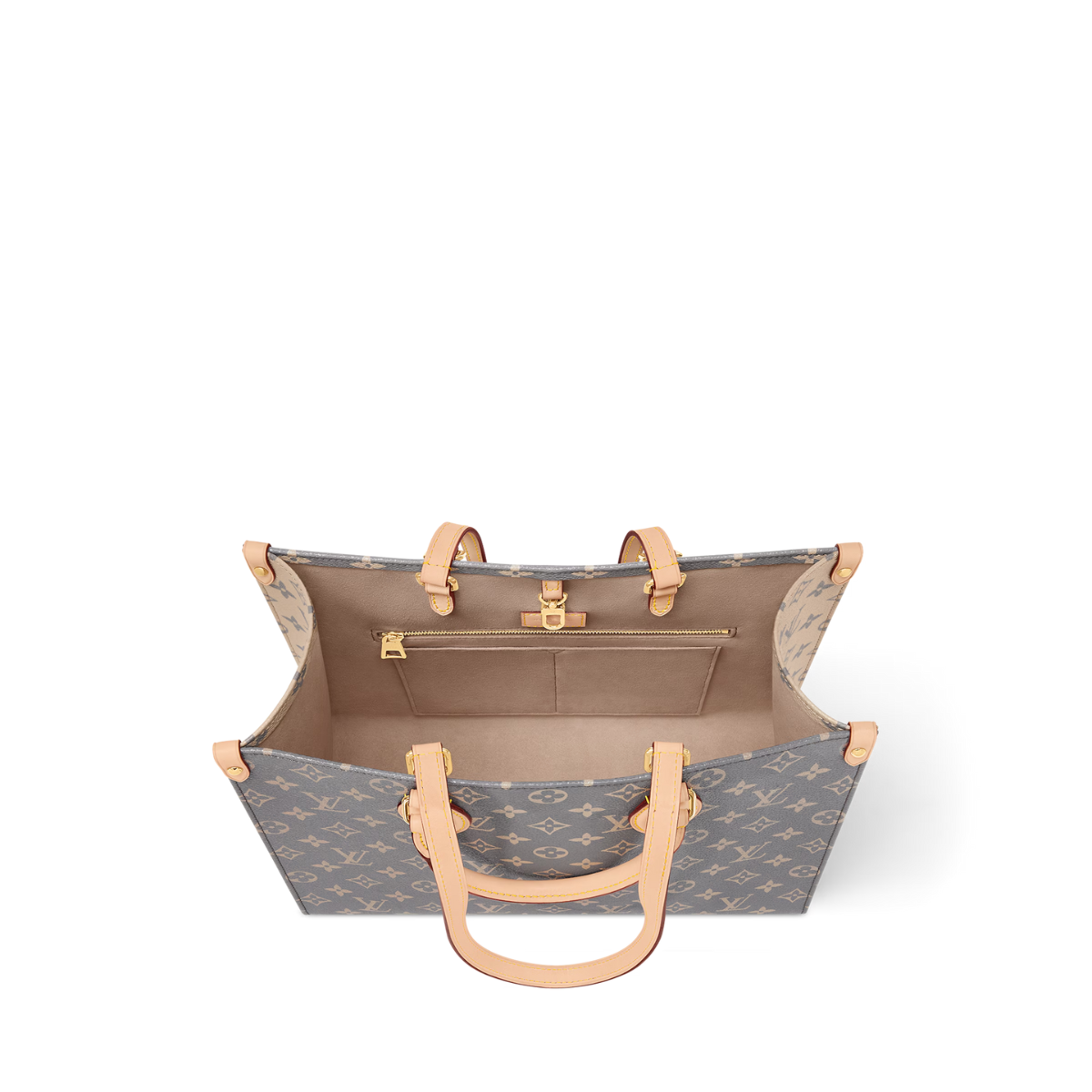 OnTheGo MM Gray – the style is elevated with smooth cowhide trims and is roomy enough to store – LUX VERSE Luxury Designer Fashion Outlet