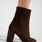Suede Leather booties – leather lining Side zipper closure Boot leg: 16 cm Leather and rubber sole – LUX VERSE Luxury Designer Fashion Outlet