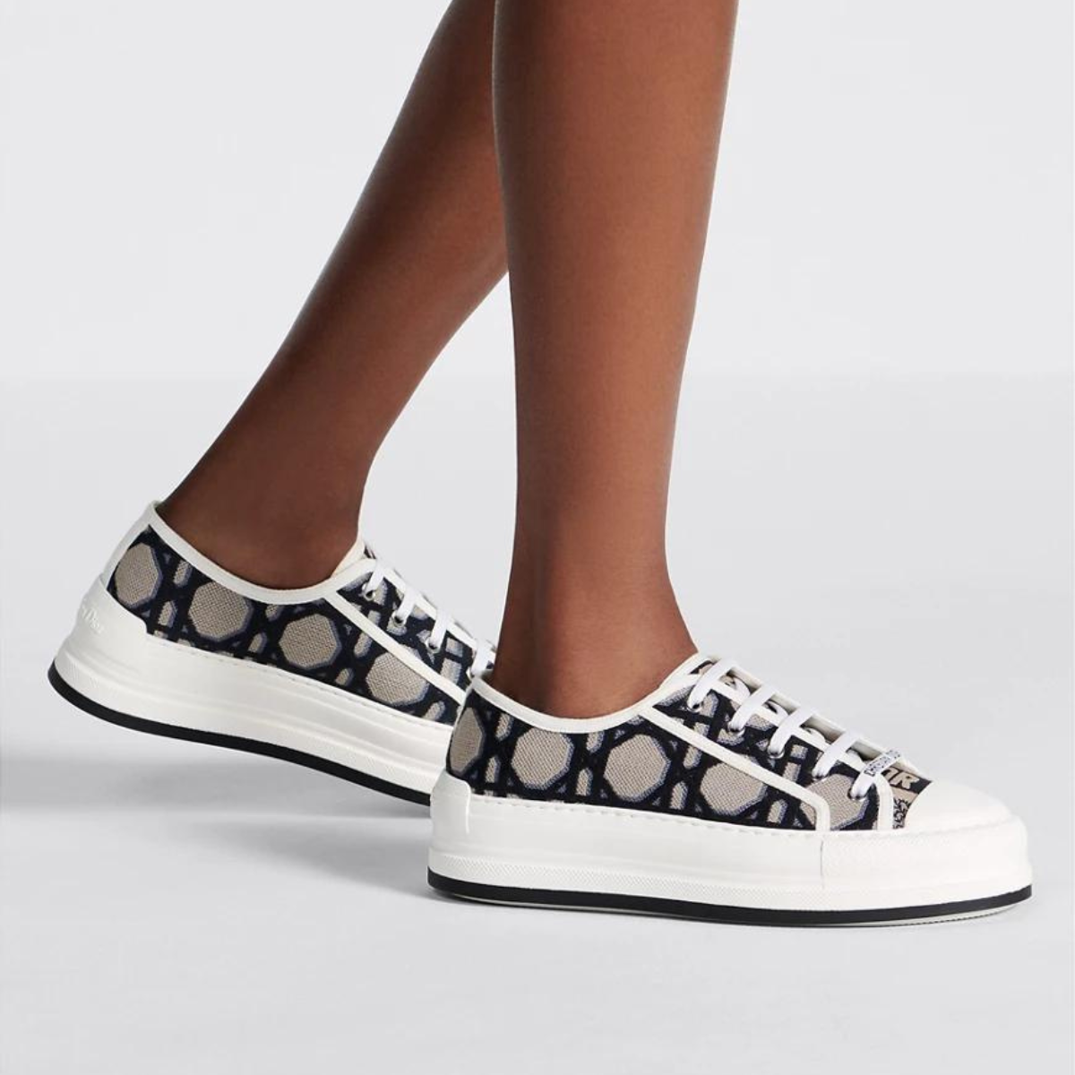Platform Sneakers Macrocannage Motif – the upper in nude Oblique embroidered cotton reveals a comfortable thick sole, – LUX VERSE Luxury Designer Fashion Outlet