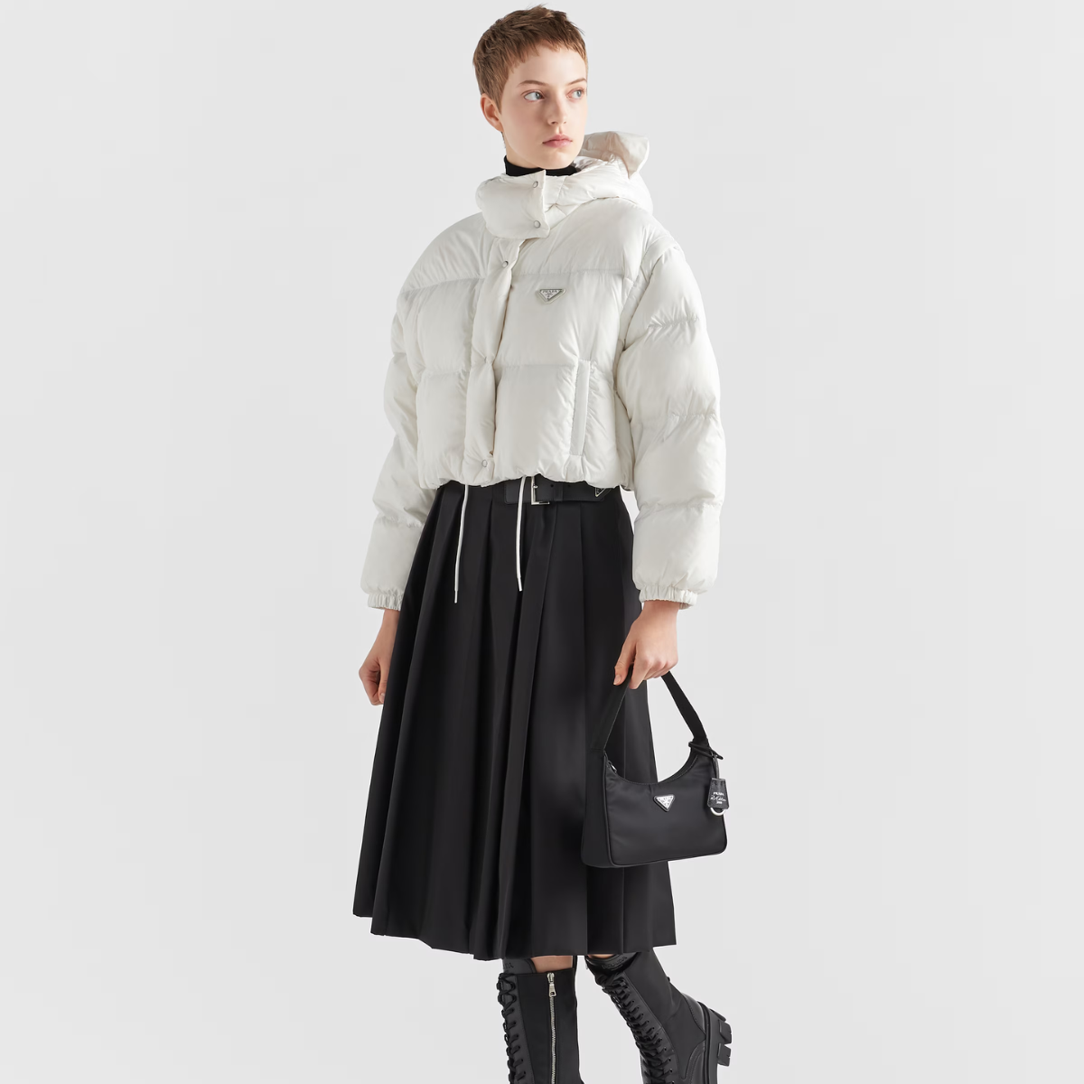 Re-Nylon convertible cropped down jacket – its cropped design adds a stylish touch, making it perfect for both outdoor – LUX VERSE Luxury Designer Fashion Outlet
