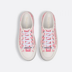 Boosted Walk Platforms Sneaker – the white cotton upper embroidered with the candy pink Toile de Jouy Sauvage motif – LUX VERSE Luxury Designer Fashion Outlet