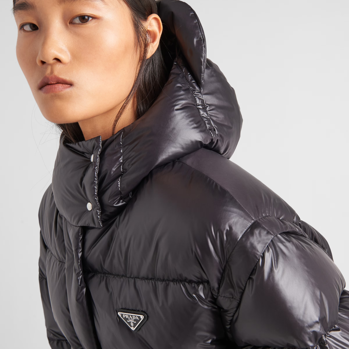 Re-Nylon convertible cropped down jacket – crafted from recycled nylon, this hooded down jacket not only keeps you warm but – LUX VERSE Luxury Designer Fashion Outlet