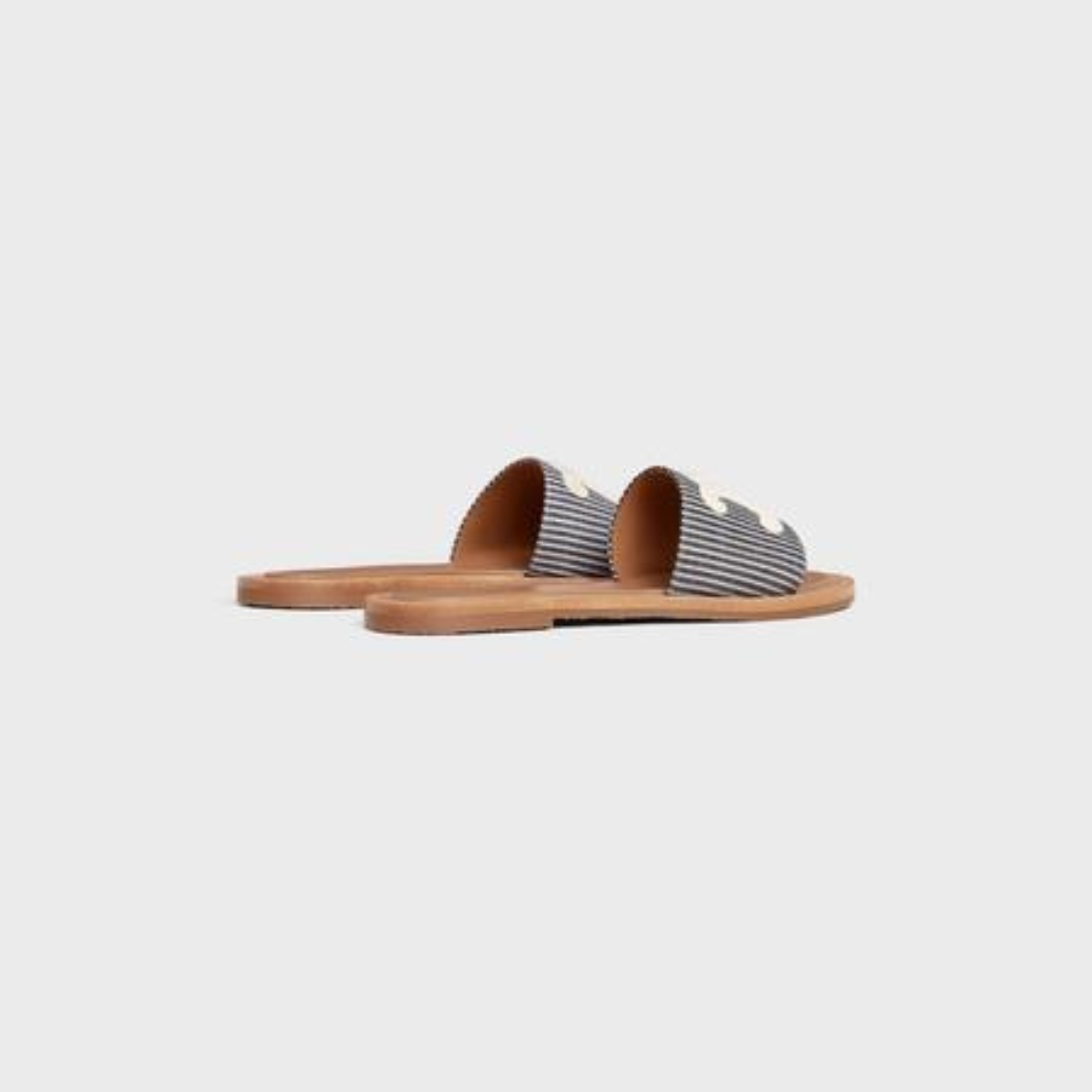 LYMPIA MULE in OSHKOSH CANVAS – tHE UPPERSLIGHTY PADDED LEATHER INSOLERUBBER OUTSOLE – LUX VERSE Luxury Designer Fashion Outlet