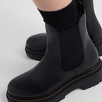 Brushed calf leather Chelsea boots – the enameled metal triangle logo embellishes the style with its simple yet – LUX VERSE Luxury Designer Fashion Outlet