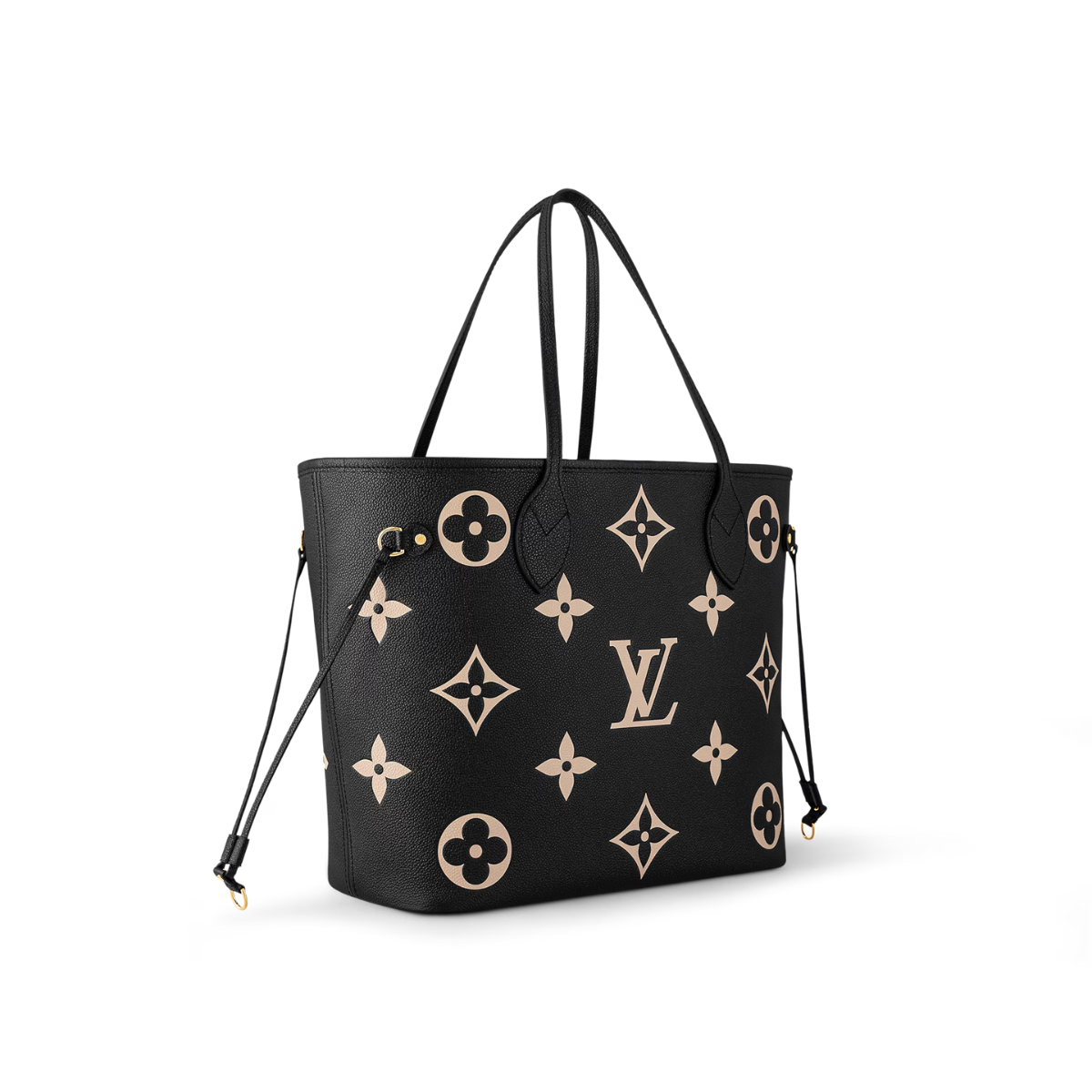 Neverfull MM Black – it can be carried on the shoulder or the elbow, thanks to the long shoulder handles – LUX VERSE Luxury Designer Fashion Outlet
