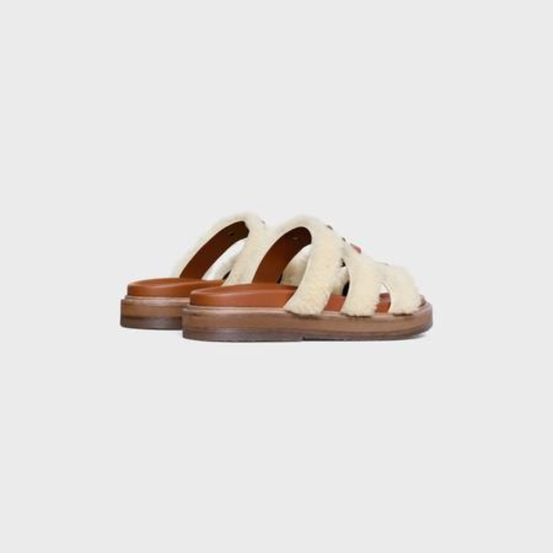 TIPPI SLIDE in SHEARLING AND CALFSKIN – cOVERED INSOLERUBBER OUTSOLE WITH FOAM INSERT AND A LEATHER WELT – LUX VERSE Luxury Designer Fashion Outlet
