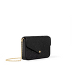 Félicie Pochette Black – it can also be carried in different ways thanks to a removable chain – LUX VERSE Luxury Designer Fashion Outlet
