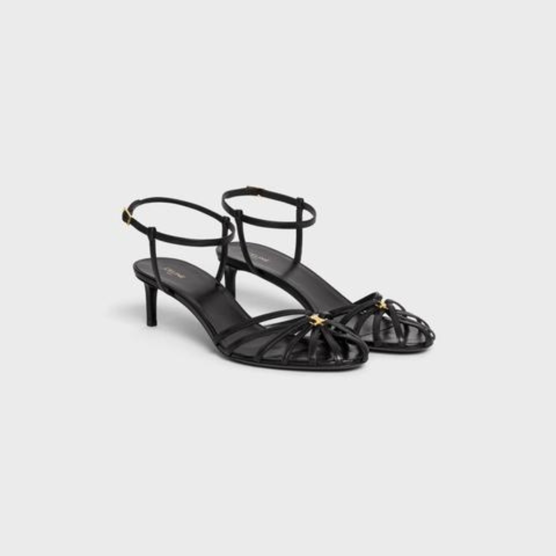 TRIOMPHE LEATHER SANDAL in LAMBSKIN – tOE SHAPEMETAL TRIOMPHE ON THE CENTER OF THE STRAPSTHIN LEATHER STRAPSTOE – LUX VERSE Luxury Designer Fashion Outlet