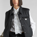 Padded Re-Nylon vest – lined with eco-wadding Shirt collar Snap closure Welt pockets with zipper Enameled – LUX VERSE Luxury Designer Fashion Outlet