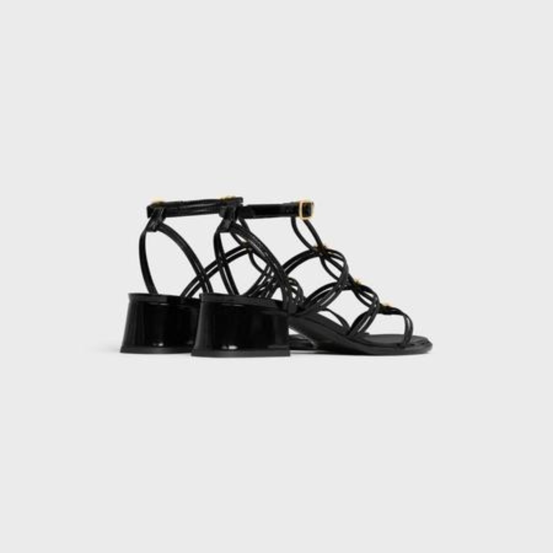 CLEMENCE MULTI TRIOMPHE SANDAL in GLOSSY CALFSKIN – 100% CALFSKIN100% Goatskin Linning1.6 IN (40 MM) heelWIDE SQUARED HEELALMOND – LUX VERSE Luxury Designer Fashion Outlet