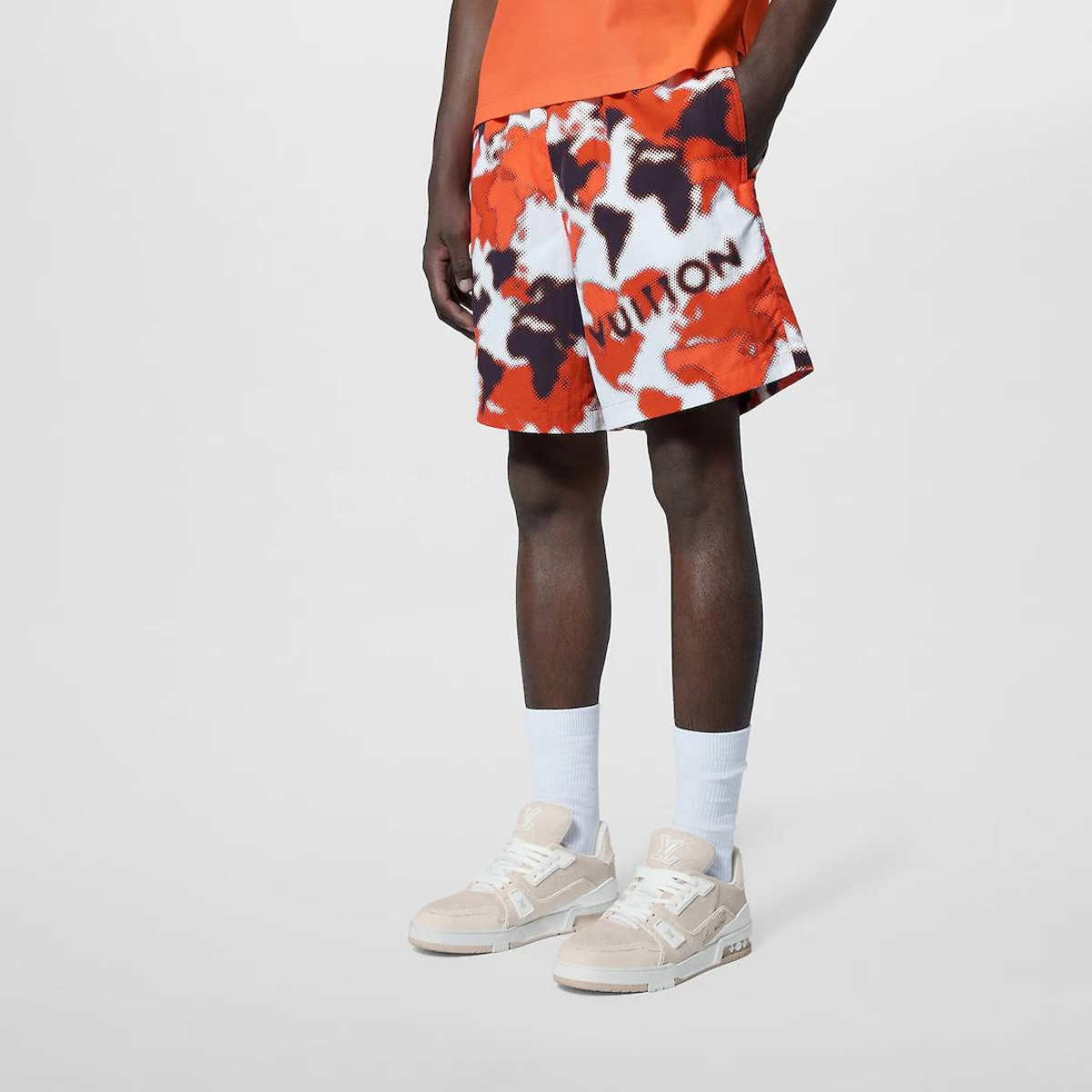 Printed Nylon Swim Shorts Orange Flame – out of the water, this piece can complete a vacation look – LUX VERSE Luxury Designer Fashion Outlet