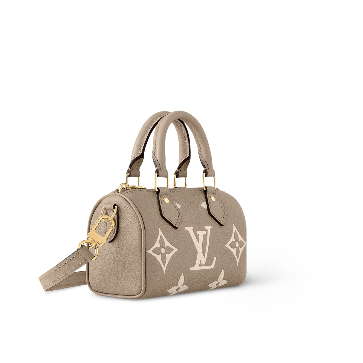 Nano Speedy Tourterelle Crème – 16 x 10 x 7.5 cm(Depth x Height x Width) Tourterelle Gray / Cream Monogram Empreinte – LUX VERSE Luxury Designer Fashion Outlet