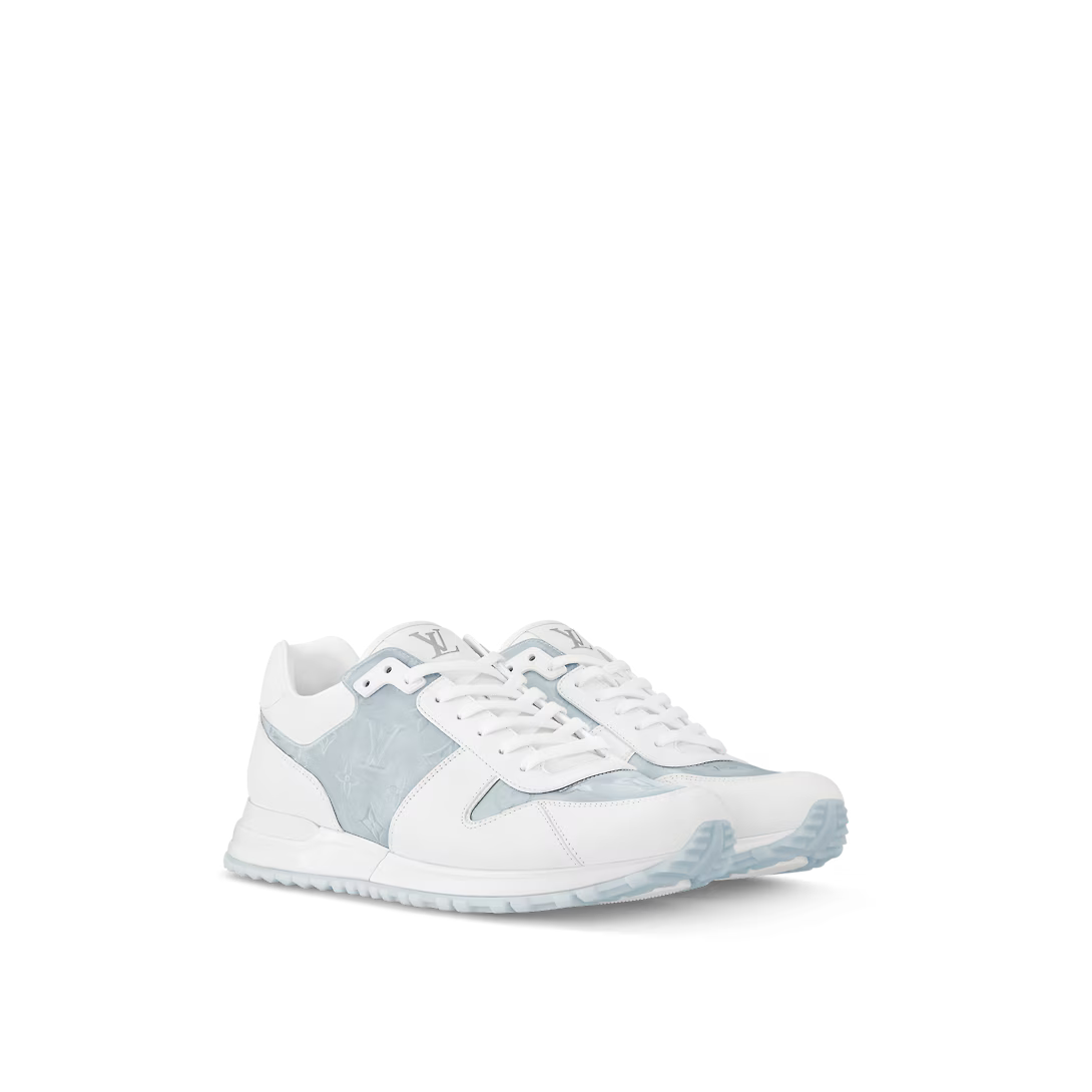 Run Away Classic Sneaker – this version comes in iridescent textile with the Monogram pattern, complemented – LUX VERSE Luxury Designer Fashion Outlet