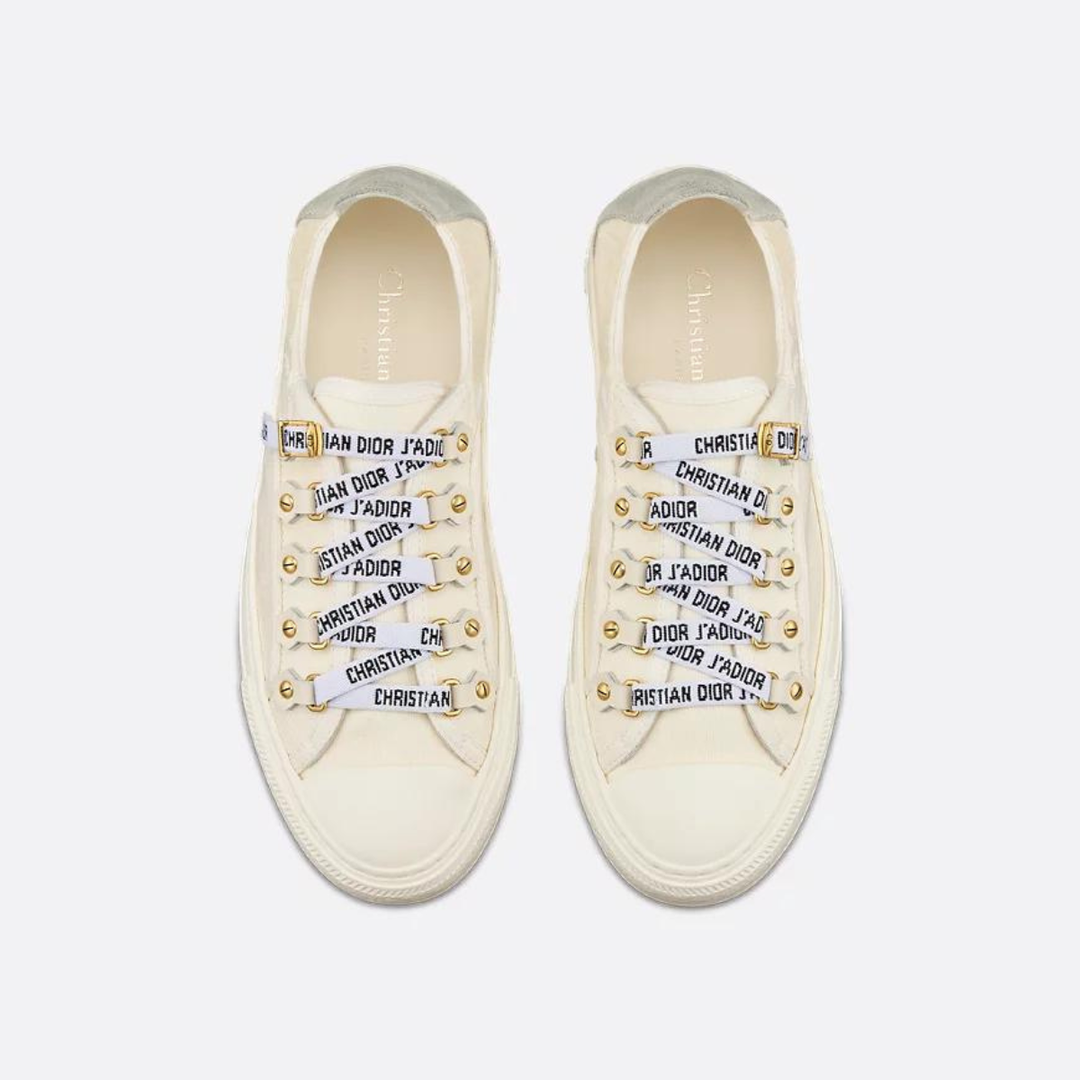 Walk'n'Suede Sneaker – crafted in white canvas, it is embellished with a suede calfskin heel that folds – LUX VERSE Luxury Designer Fashion Outlet