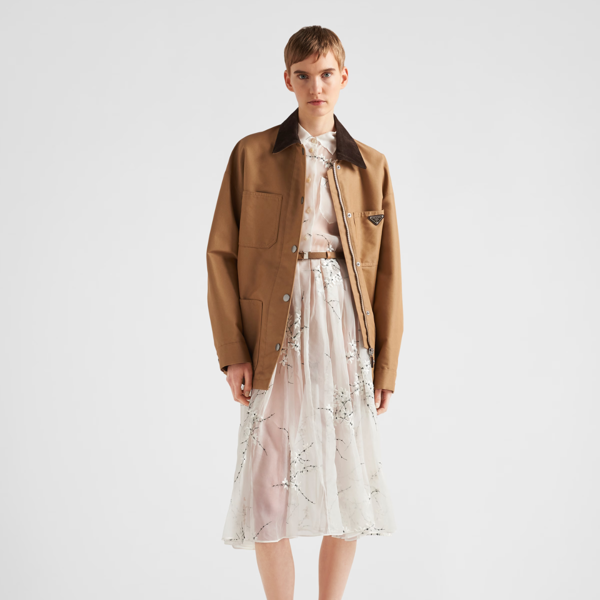 Technical canvas blouson jacket – the contrasting corduroy collar completes the garment decorated with the enameled – LUX VERSE Luxury Designer Fashion Outlet