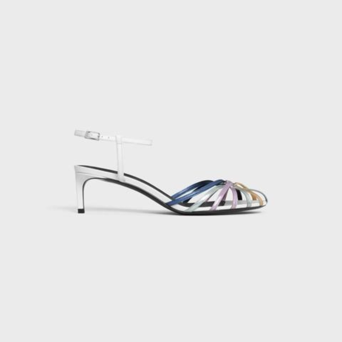 TRIOMPHE SANDAL in Laminated Calfskin & Lambskin – 50% CALFSKIN & 50% LAMBSKIN100% Goatskin Lining2 IN (50 MM) heelALMOND – LUX VERSE Luxury Designer Fashion Outlet