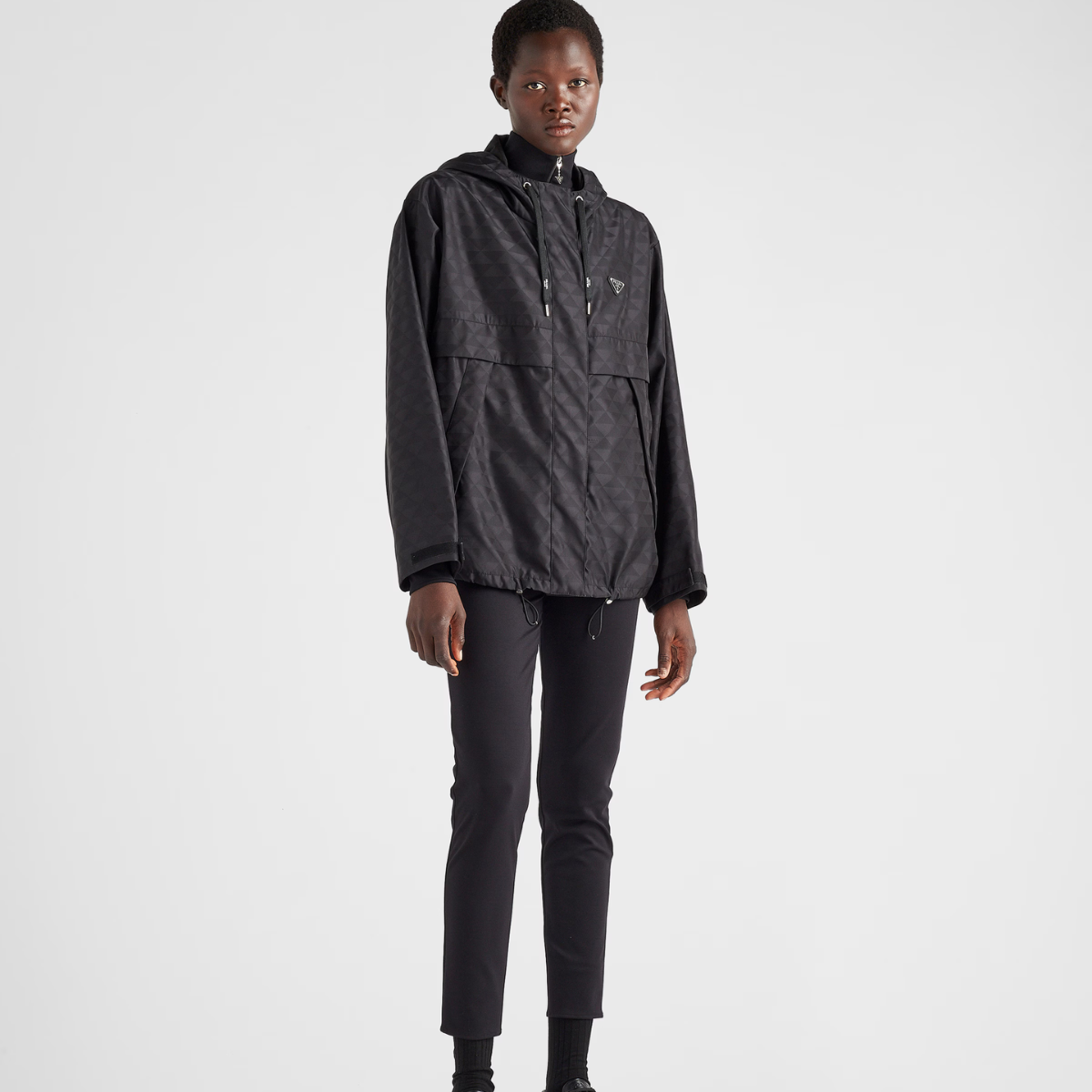 Printed Re-Nylon jacket – symbole pattern Lined Hooded Long sleeves Cuff with hook-and-loop strap Zipper – LUX VERSE Luxury Designer Fashion Outlet