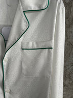 Weißes Seiden-Langarmshirt mit Paspelierung – Herren