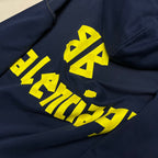 Marineblauer Baumwoll-Pullover mit Text-Logo – Herren