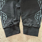Black Cotton Washed Graphic Pullover - Men's